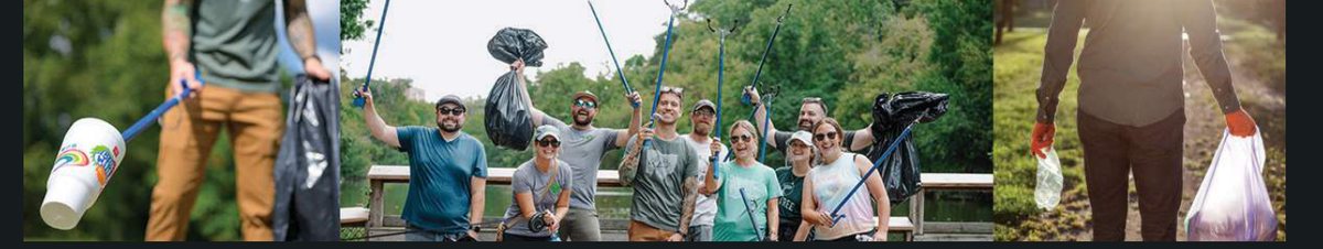 Volunteers with litter grabbers cleaning up a Cincinnati park